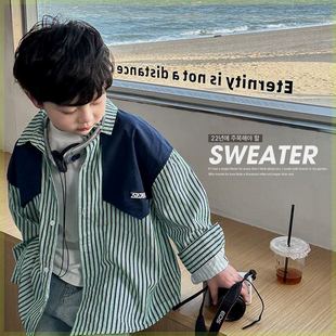 新品巴拉巴拉韩系男童长袖衬衫假两件爆款韩版中大童男孩纯棉格子