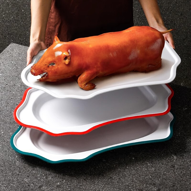 密胺餐具烤乳猪专用托盘商用仿瓷盘配菜盘餐盘异形创意摆盘耐高温