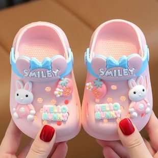 女童凉鞋儿童夏季宝宝室内软底婴幼儿防滑拖鞋卡通男童包头洞洞鞋