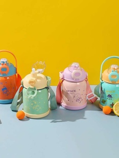 新款大容量宝宝保温水壶 吸管儿童水杯运动便携手提大肚子保温杯