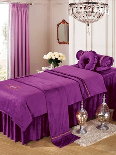 水晶绒美容床罩四件套 美容床 按摩床 床套床单床垫 可定做绣字