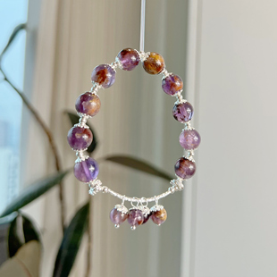 10mm天然紫幽灵莫奈花园手串原创设计气质串珠饰品好看水晶手链女