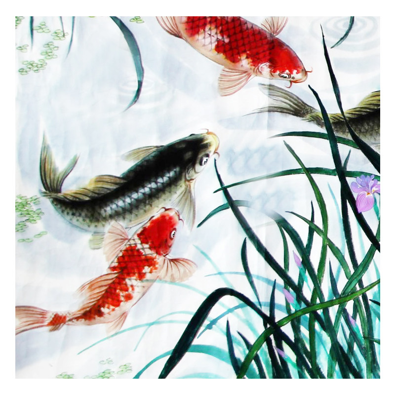 金成明《十全十美》朝鲜画鱼名家 1.92米