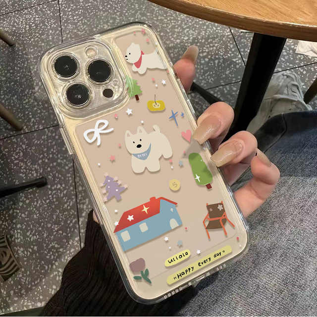 郁金香狗狗iPhone13适用16PLUS苹果15畅享80卡通12荣耀POWER透明软ins风14ProMax手机壳VIVOS30PRO华为PURA70