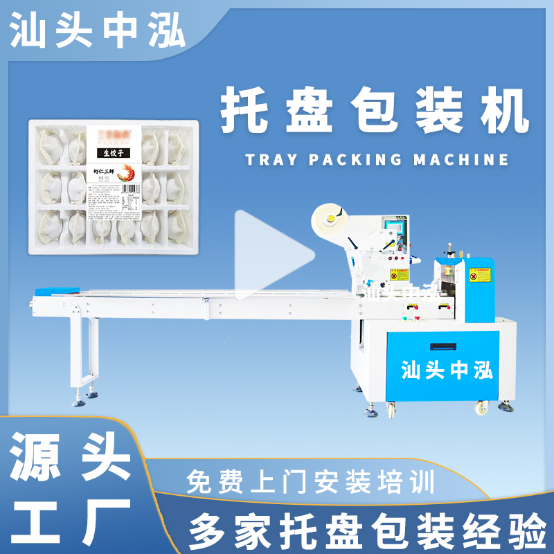 速冻水饺包子枕式自动包装机带托盘饺子烧麦云吞冷冻食品打包机