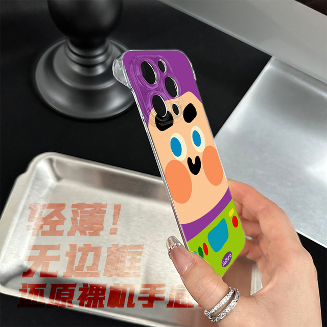 15plus超薄14ProMax无边框iPhone13巴斯光年适用硬12高级感真我gt7pro透明苹果16手机壳带支架OPPOFindx8卡通