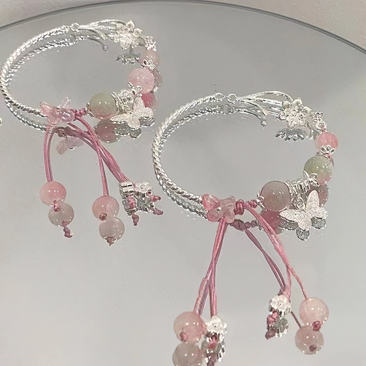 樱花粉色蝴蝶气质精致设计手链高颜值