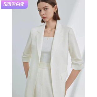 朗姿法式高级感气质修身职业西服外套2024年夏季新款休闲西装女