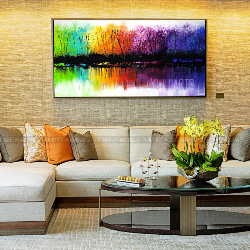 抽象油画装饰画横幅大幅无框画工作室挂画纯手绘客厅壁画卧室书房