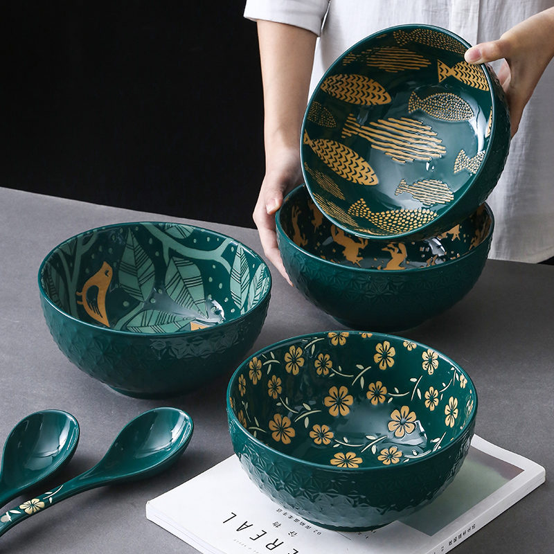 8英寸大号汤碗创意家用陶瓷面碗网红简约釉下彩餐具个性单个碗