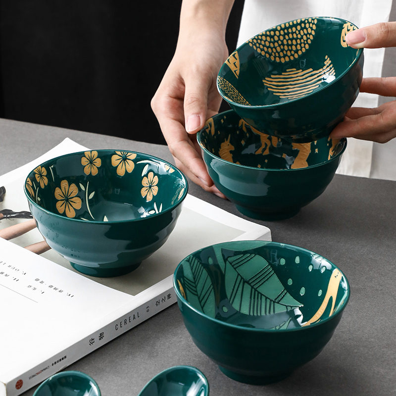 5英寸饭碗家用日式餐具创意陶瓷可爱防烫粥碗网红单个磨砂米饭碗