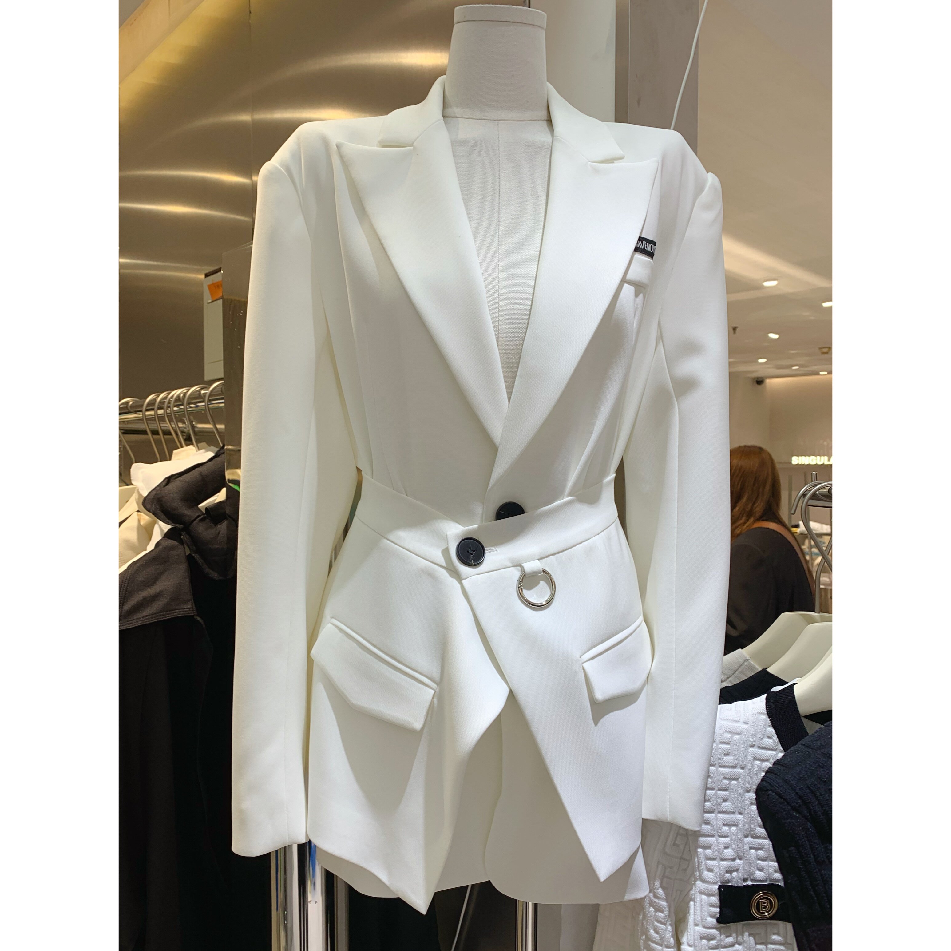 欧洲站2022春季新品时髦个性配腰封炸街款西装外套帅气修身西服潮