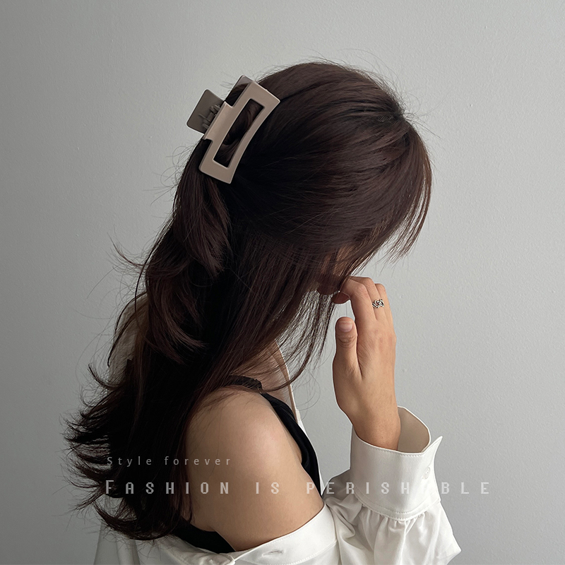 奶茶色长方形抓夹韩国简约气质百搭矩形发夹后脑勺发卡优雅发饰女