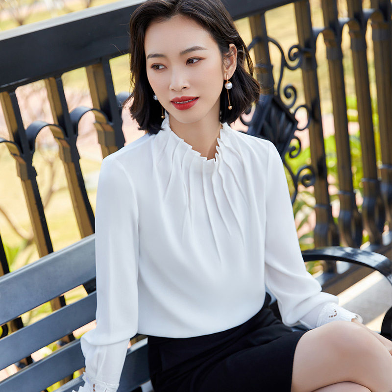 雪纺无领女衬衫
