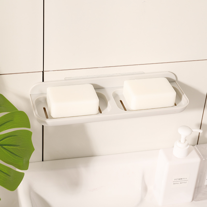 日本和匠吸壁式双层沥水香皂盒卫生家免钉肥皂架壁挂沥水皂盒皂托