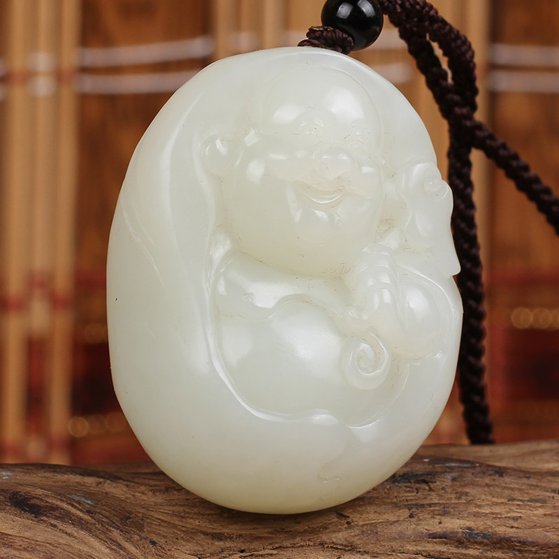 和田籽料白玉笑佛挂件67.3122g 【新东方典当】