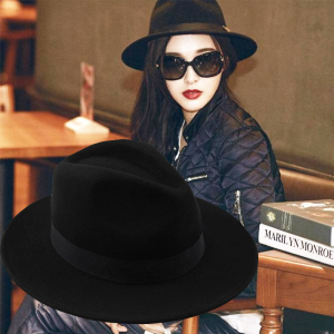 唐嫣同款毛呢礼帽女韩国黑色帽子女秋冬百搭英伦爵士帽春夏韩版潮