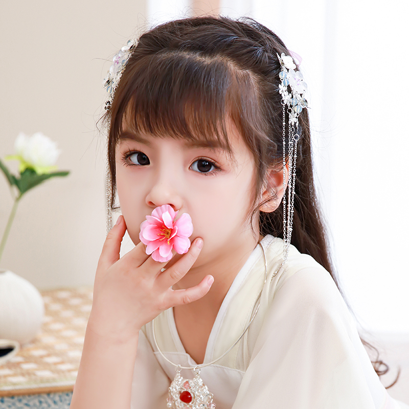 汉服头饰儿童女童古风发饰超仙流苏步摇假发造型小女孩饰品配饰