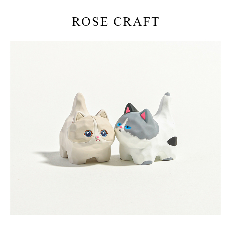 ROSE CRAFT喵喵可爱布偶公仔桌面办公室摆件创意家居装饰品送礼物