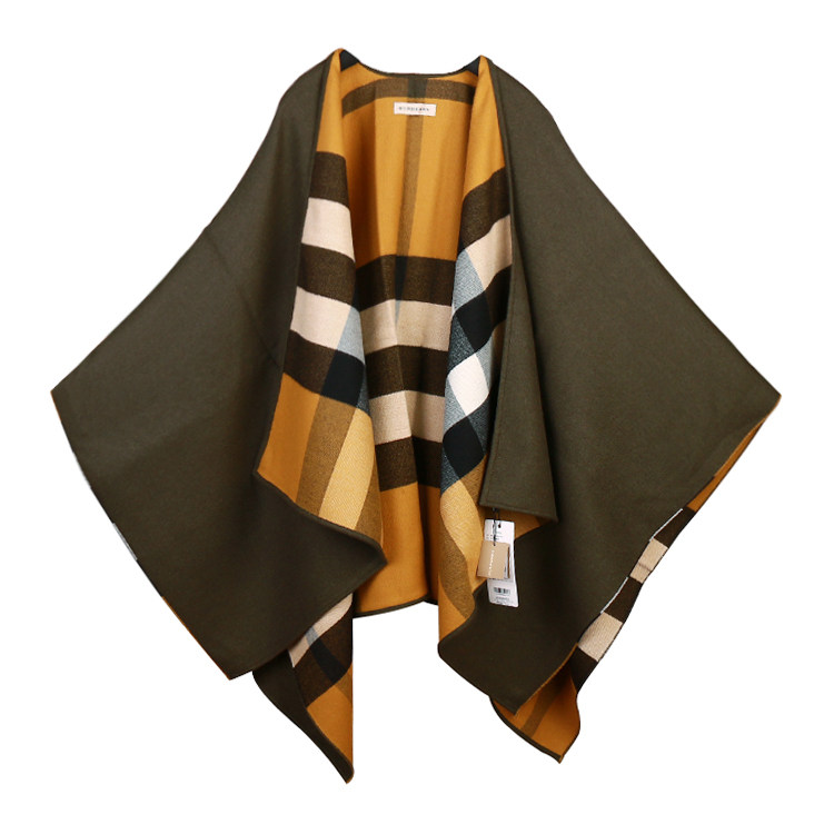 [9.9新未使用]burberry/巴宝莉中性双色双面灰色羊毛披肩399104