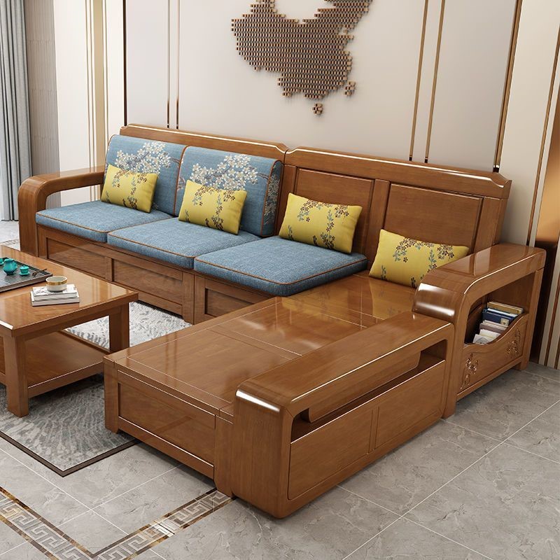 中式实木沙发组合冬夏两用现代简约小户型客厅特价清仓储物木沙发
