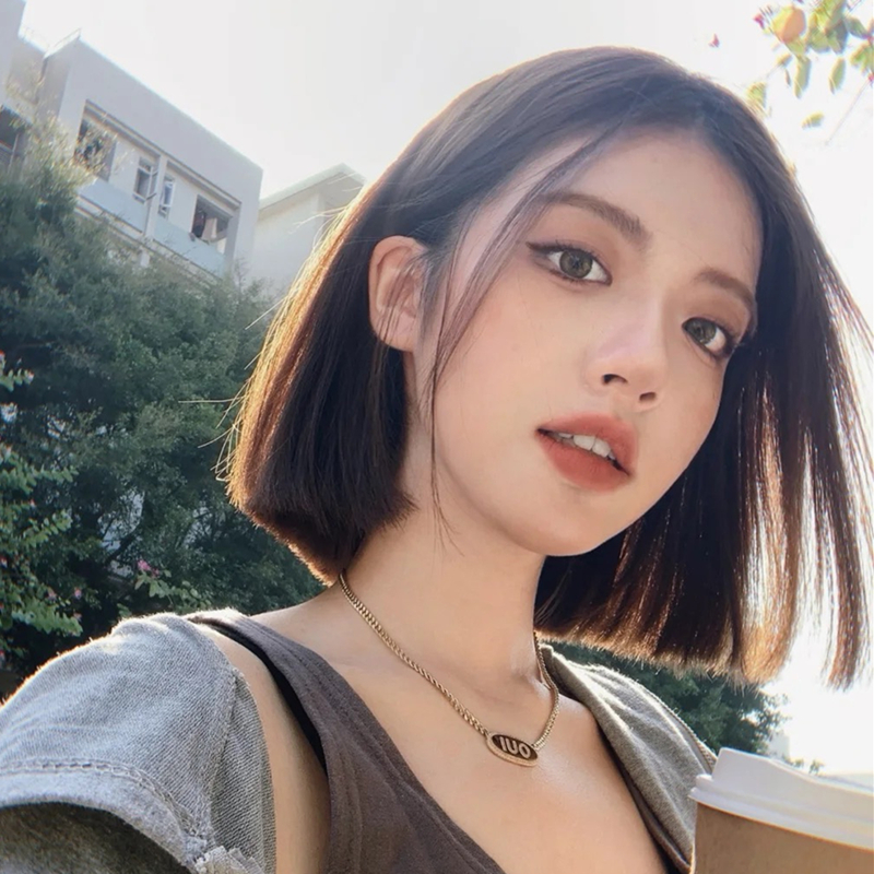 一折中分假发女短发 bobo头_假发女短发网红bobo波波头气质减龄中分