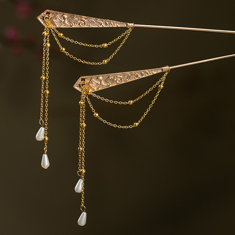 古风流苏发簪盘发汉服头饰古装簪子配饰对簪唐宋明制发饰挽发饰品