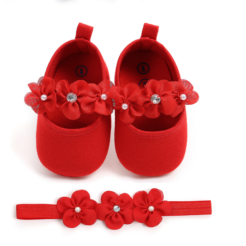 新款女宝不掉鞋拍照鞋头钻花套装超柔婴儿鞋软底学步鞋婴儿鞋子