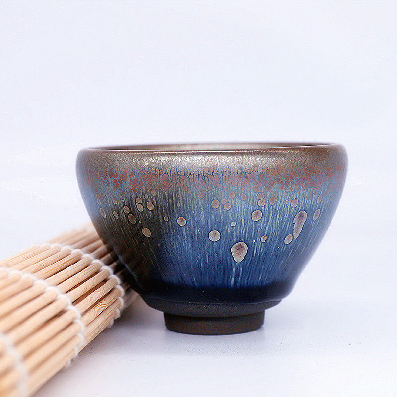 建阳建盏名家盏油滴鹧鸪斑回蓝天目盏曜变茶杯主人杯 带货王-专拍