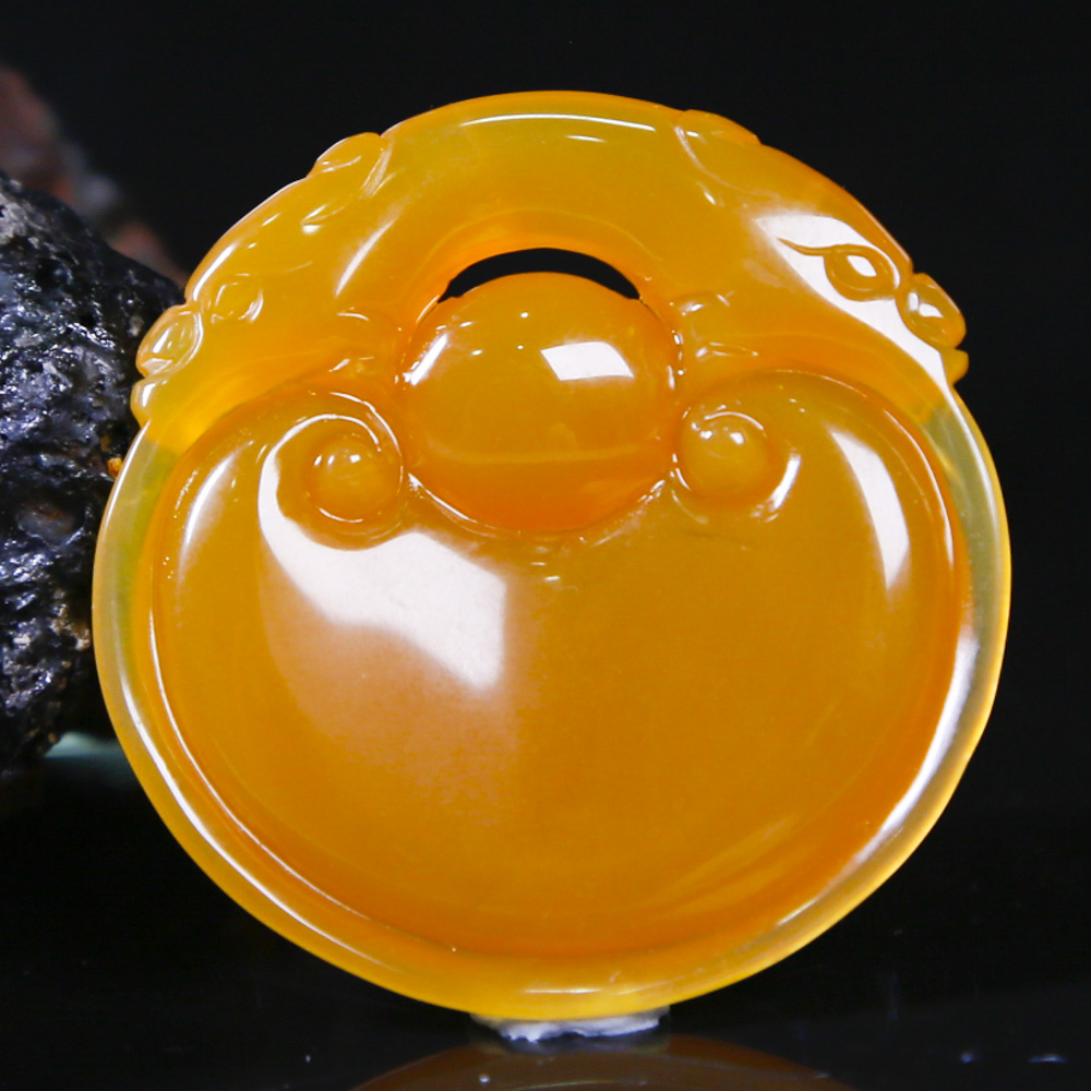 16.27g 精品鸡油黄如意挂件 黄龙玉 fz21-30