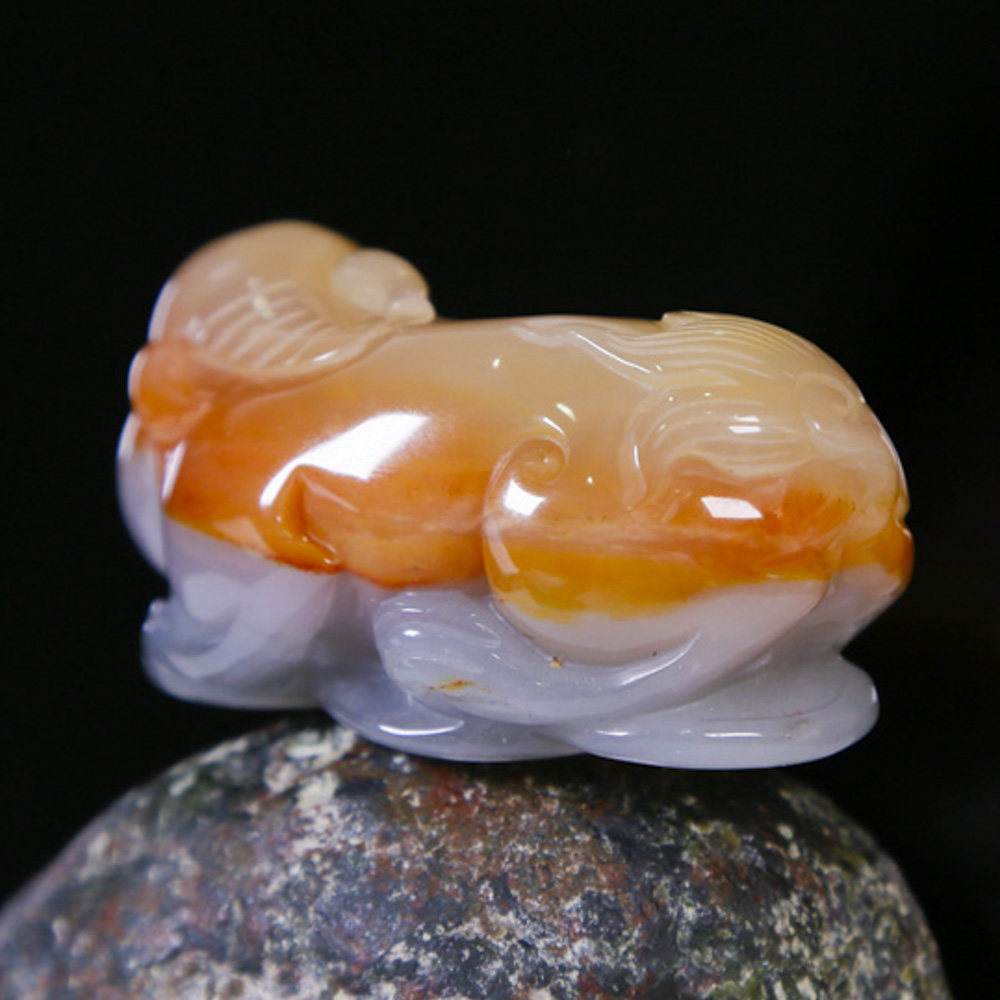 70.44g 精品金沙料三彩招财貔貅把件 黄龙玉 fjfw1-72a306