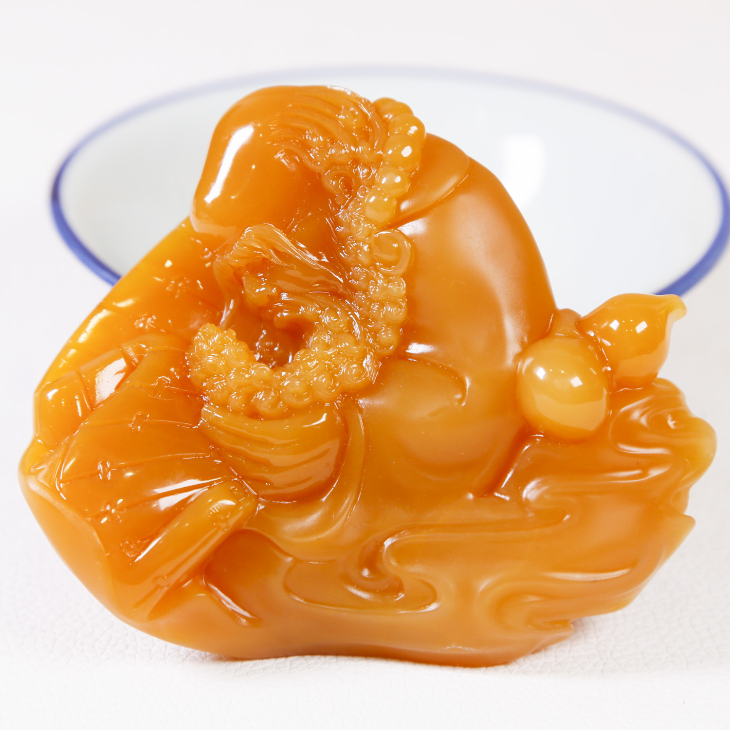 246.33g 精品鸡油黄达摩悟道把件/摆件 黄龙玉 jfw2-15a24040