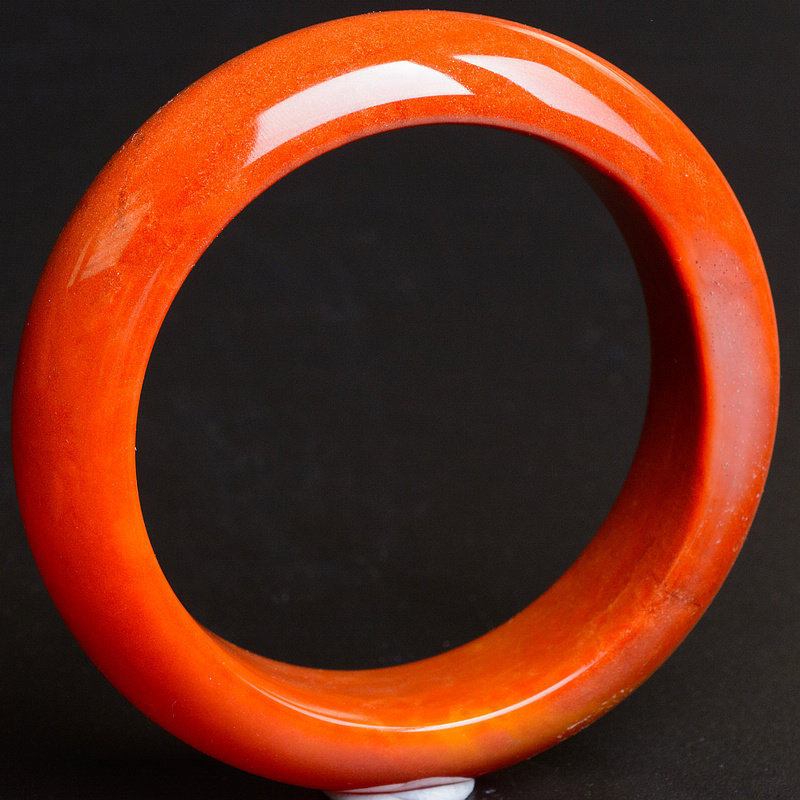 74.6g云南龙陵a货黄龙玉【56mm鸡血红手镯】4-9