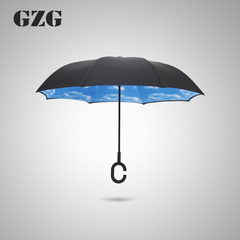 GZG创意反向伞免持式黑胶遮阳防晒可站立双层遮阳伞男女汽车雨伞