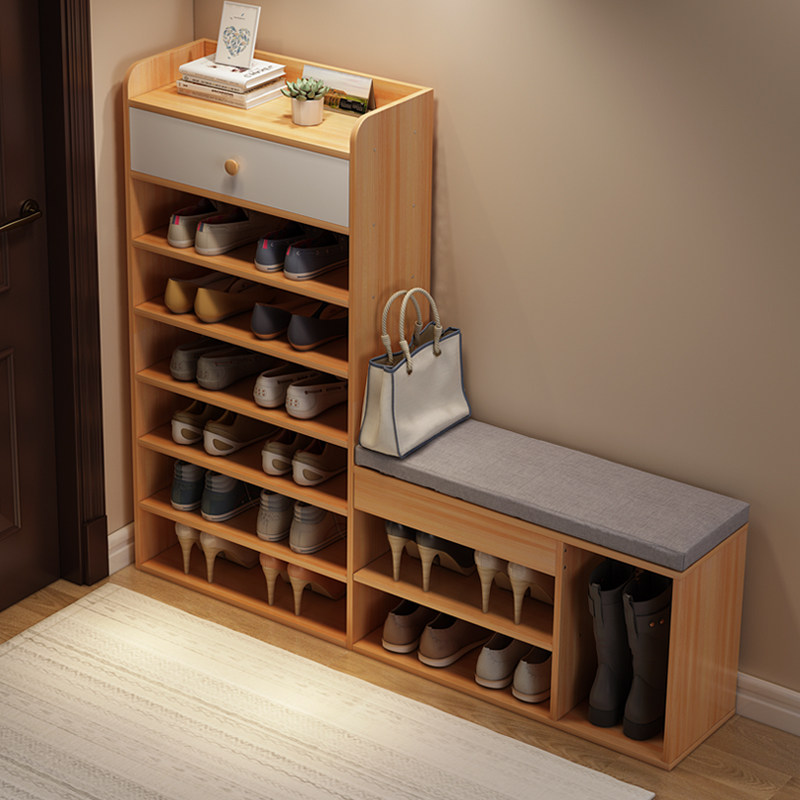 靠墙鞋架简易门口室内好看2021年新爆款ins网红鞋柜坐凳一体家用