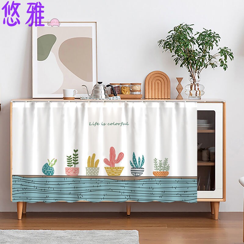 鞋架遮挡帘布鞋柜门帘子防尘帘开放式柜子遮丑布帘简易衣柜拉帘