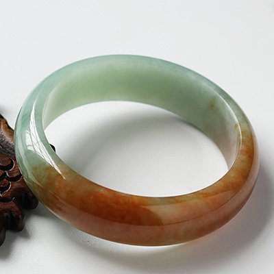 14mm 老坑冰糯种 天然缅甸翡翠a货飘黄翡平安镯 67.86克