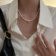 925纯银珍珠项链女小众设计锁骨链轻奢高级感金色爱心颈链毛衣链