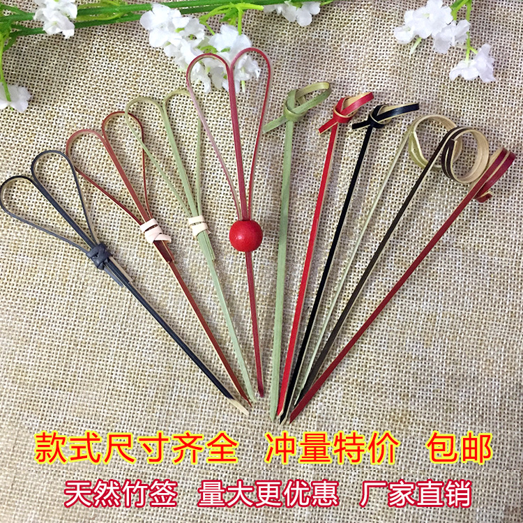 创意一次性时尚花签手指签鸡尾酒装饰打结竹签叉子艺术水果签包邮|msdalam kategori pinggan mangkuk, Flagon/Wineglass/Wine, Wine tanda - dari Buy2taobao.com untuk memberikan perkhidmatan ejen Taobao profesional membeli