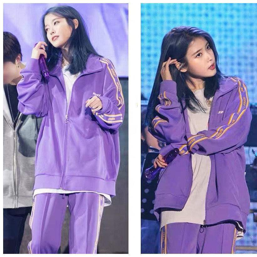 韩国潮牌iu明星同款春秋ins时尚运动服nerdy字母串标男女宽松外套