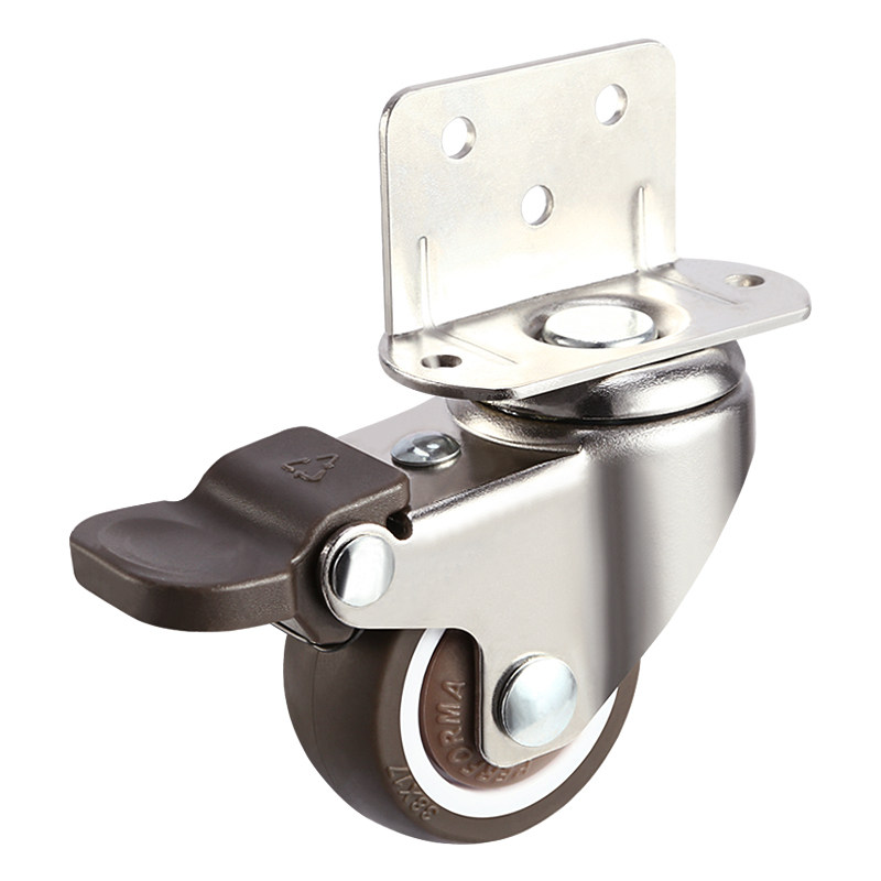 l型万向轮家具夹板脚轮直角书桌小滑轮婴儿床轮子轱辘静音橡胶轮