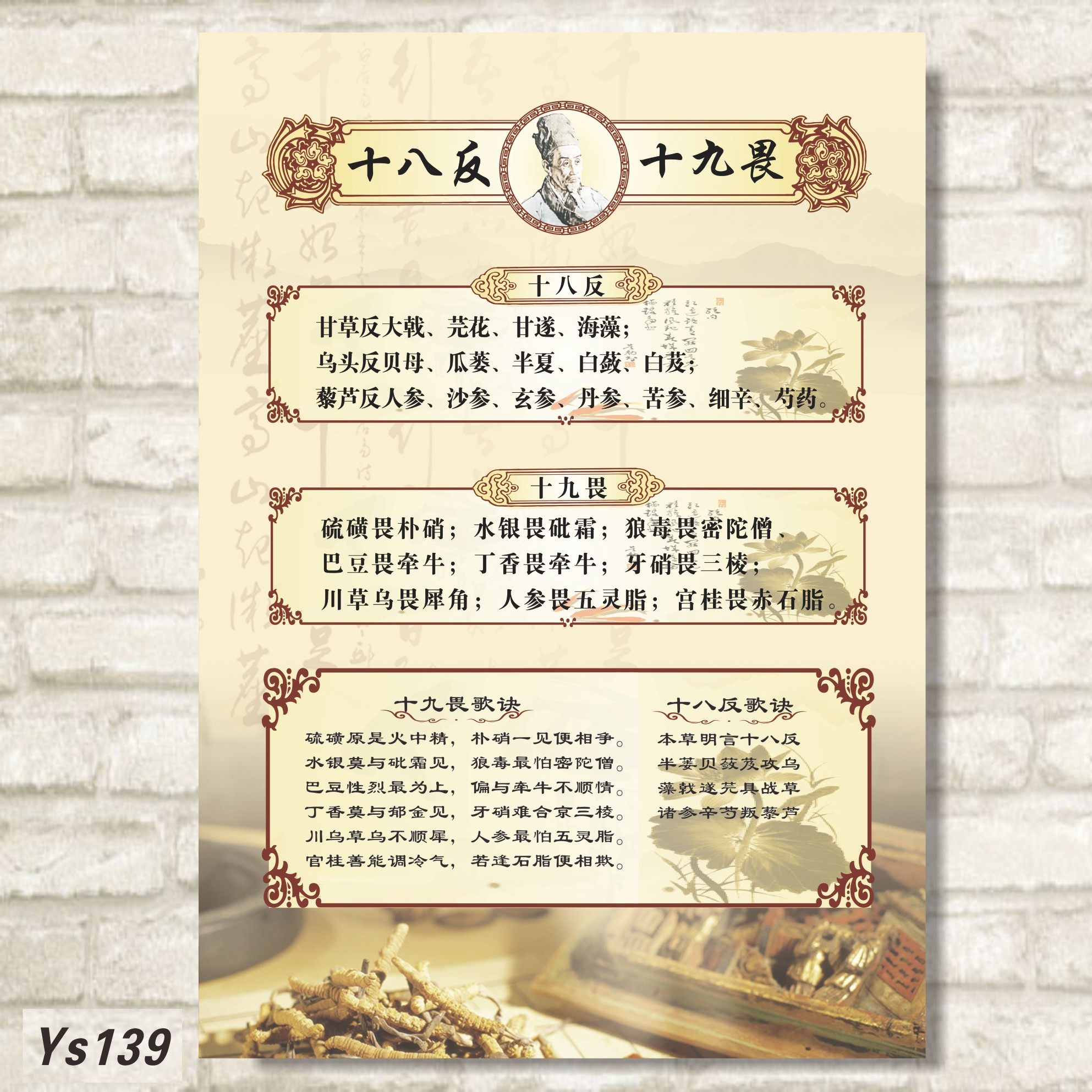 中医文化挂图 中药配伍禁忌海报十八反十九畏宣传画 医院药房挂画