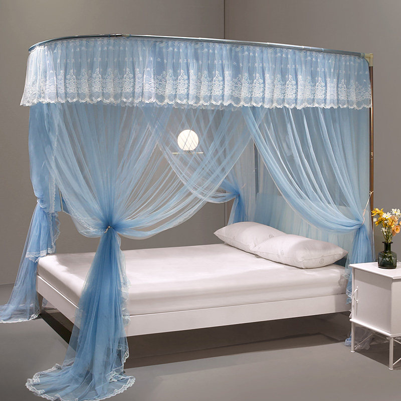 u型伸缩蚊帐家用卧室2022新款高级落地纹账宫廷公主风文章1.5文帐