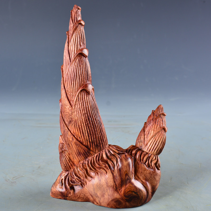 黄花梨竹笋雕件 花纹美丽 色泽柔和 有香味