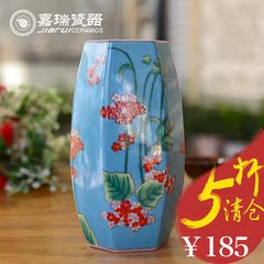 【特价清仓】 欧式冰裂釉手绘陶瓷花瓶 现代创意花插花筒家居装饰