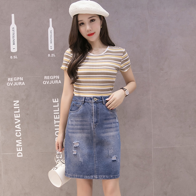牛仔裙女2018新短裙夏季韩版高腰修身显瘦性感后开叉半身包臀在类目 女装/女士精品, 半身裙中 - 来自Buy2taobao.com提供专业的淘宝代购服务