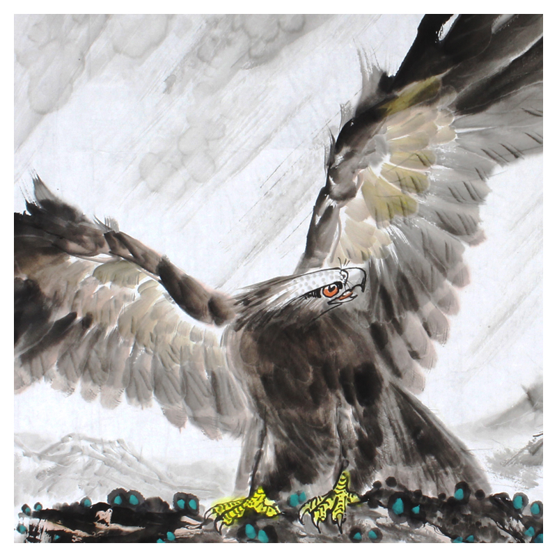 袁峰《志在千里》国画鹰横幅