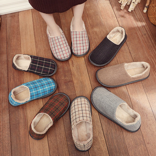 秋冬季居家包跟保暖棉拖鞋男女士室内家用防滑厚底加绒布棉鞋老人