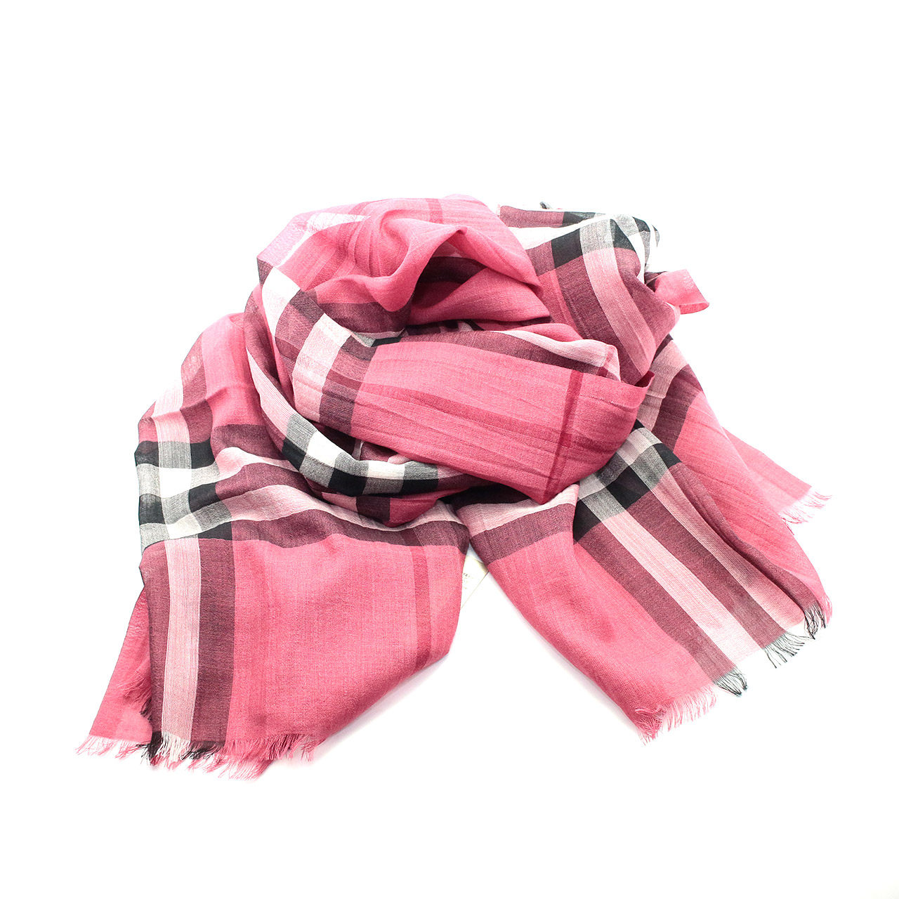 [9.8新]巴宝莉 围巾 女士 49%丝/51%羊毛 红色