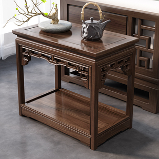 新中式边几全实木沙发缝隙窄角几长方条桌侧边柜茶几盆景茶水桌子